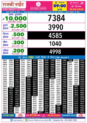 Rajshree Night 9PM Result April 16 2026