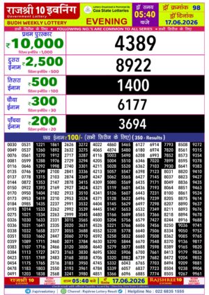 Goa Rajshree 10 5:40PM Result June 17 2026