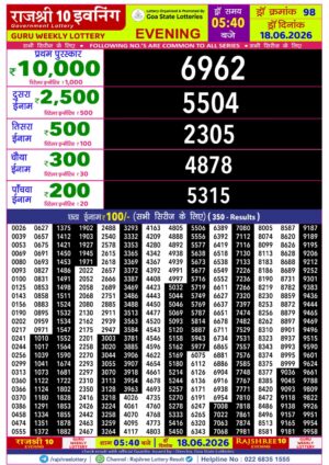 Goa Rajshree 10 5:40PM Result June 18 2026