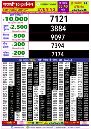 Goa Rajshree 10 5:40PM Result June 22 2026
