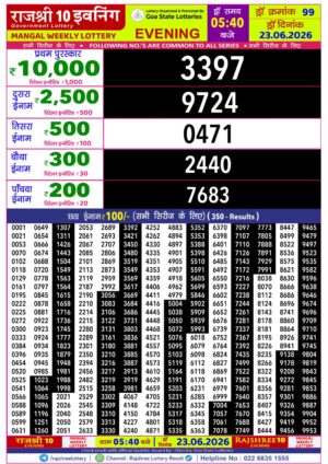 Goa Rajshree 10 5:40PM Result June 23 2026