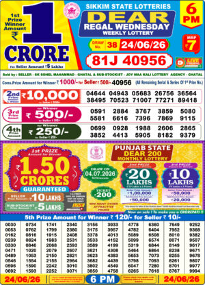Sikkim Dear 6PM Result June 24 2026