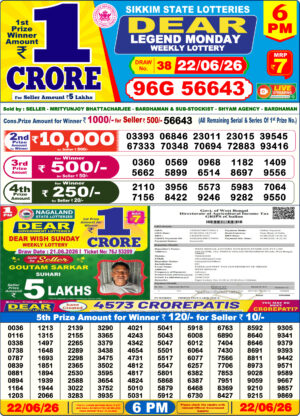 Sikkim Dear 6PM Result June 22 2026